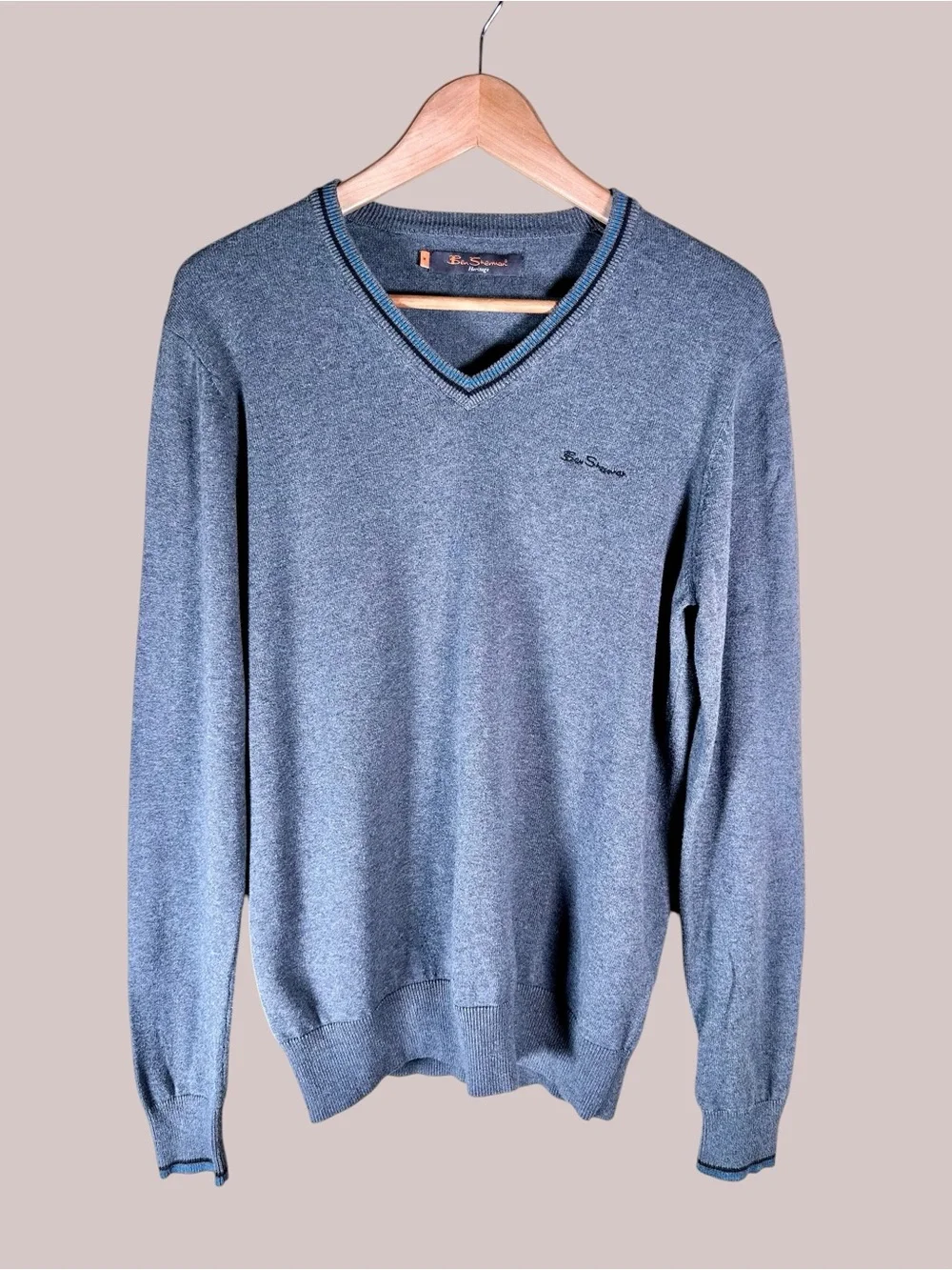 Ben Sherman Men’s Heritage Jumper V-Neck Pullover Sweater 100% Cotton